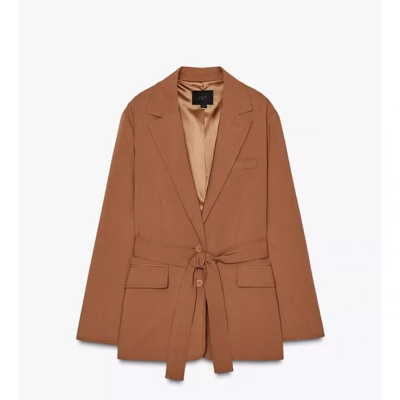 ZARA BLOGGERS FAV BELTED OVERSIZED BLAZER - Picture 2 of 5